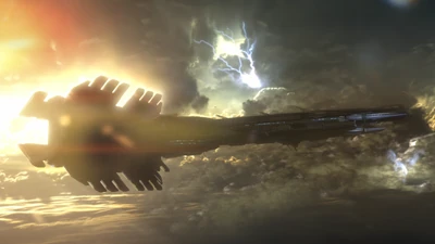 The Shadow Broker's ship in the atmosphere of Hagalaz