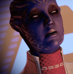 An asari delivers a message from the Rachni Queen as only an asari can