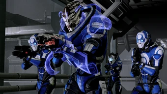 As the saying goes, never trust a turian without facepaint - this guy has lots so he probably can be trusted to kill you