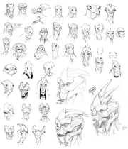 Различные наброски лица турианцев