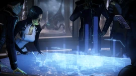 Glowing-green Miranda lending her talents in the aftermath of the war