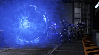 Tech Burst electrocuting Cerberus infantry