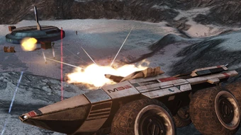 The Mako about to take a beating from anti-tank infantry and snipers... and shooting back