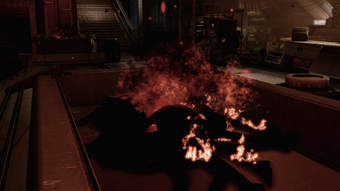 Burning bodies of plague victims in Omega's Gozu District