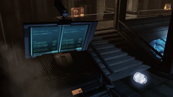 The Advanced Training, Armor, and Research terminals behind the Intel Center's main console