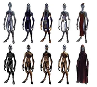 Концепт-арт различных костюмов саларианцев