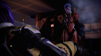 Samara demands answers from an Eclipse Lieutenant