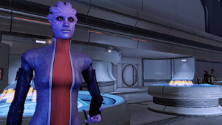 The Gateway Personal Defense asari tries to sway Shepard to her cause with that face