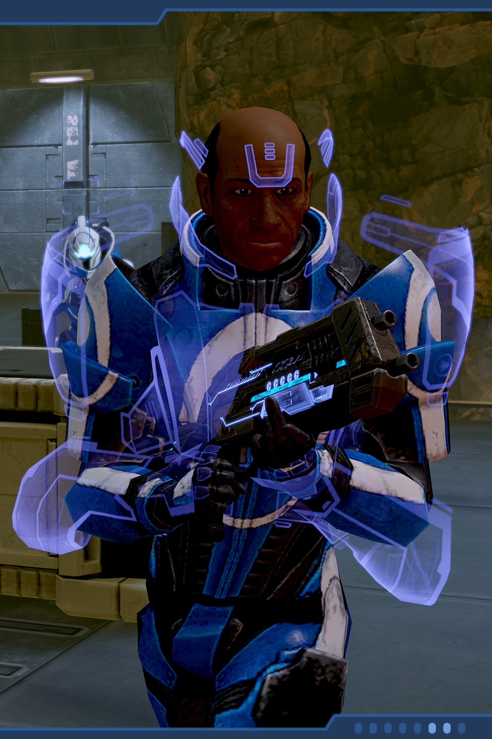 Синяя ария. Mass Effect 2 синие светила. Масс эффект синие светила арт. Наёмник синих светил. Синие светила солдат.