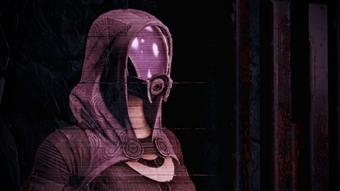 Tali talks to Shepard over a comm channel