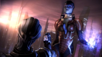 Justicar Samara about to dispense asari justice