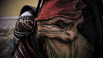 Wrex and Eve on Tuchanka after curing the genophage