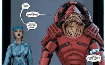 Wrex doesn't know who his companion is