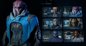 Squad selection screen in Mass Effect: Andromeda
