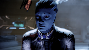Liara in the Shadow Broker's office