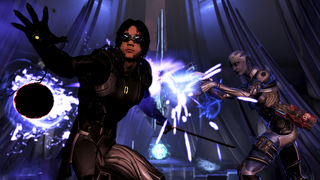 Liara sneaks point-blank shots and a singularity beside Kai Leng