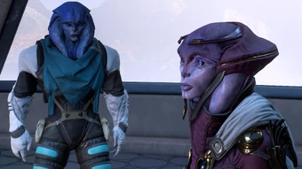 Evfra and the Moshae discussing the Pathfinder's next moves