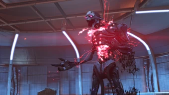 Saren's flesh melts away, revealing a meat puppet under Sovereign's complete control