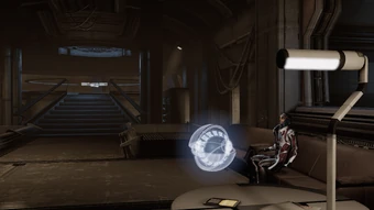 Feron and the Info Drone chilling on the Video Archive's lounge