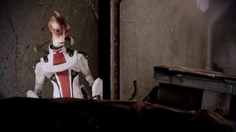 The body of a female krogan volunteer poses a moral dilemma