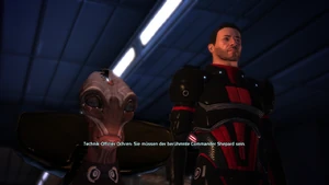 Techniker Offizier Ochren erklärt einem die vier Kampfsimulationen: Jagd, Eroberung, Auf Zeit und Überleben.