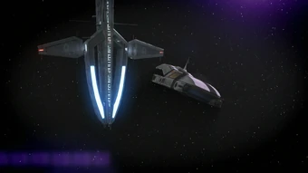 Shuttle departing from Lazarus Research Station