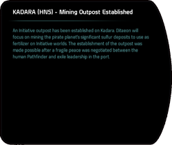 KADARA (HNS) - Mining Outpost Established