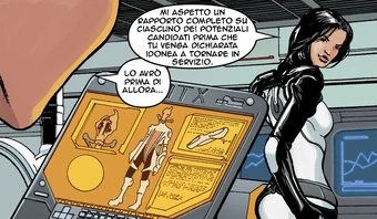 Miranda puts Rasa to work on the Mordin Solus dossier