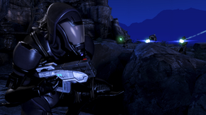 Zaal'Koris in fuga da alcuni geth sul suo pianeta natale