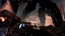 Un Cannibale divora un'asari mentre un Razziatore si avvicina