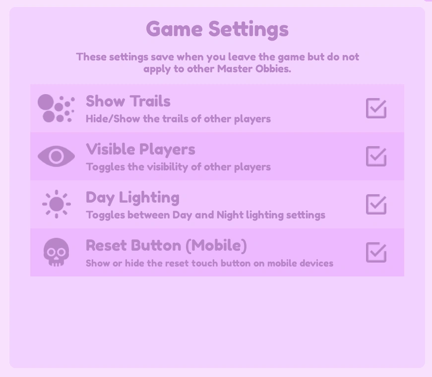 Settings | Master Obbies Wiki | Fandom