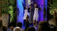 Emily receiving her Apron from Joe Bastianich