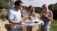 Cesar, Samantha, and Emily at the Season 10 Pool Party