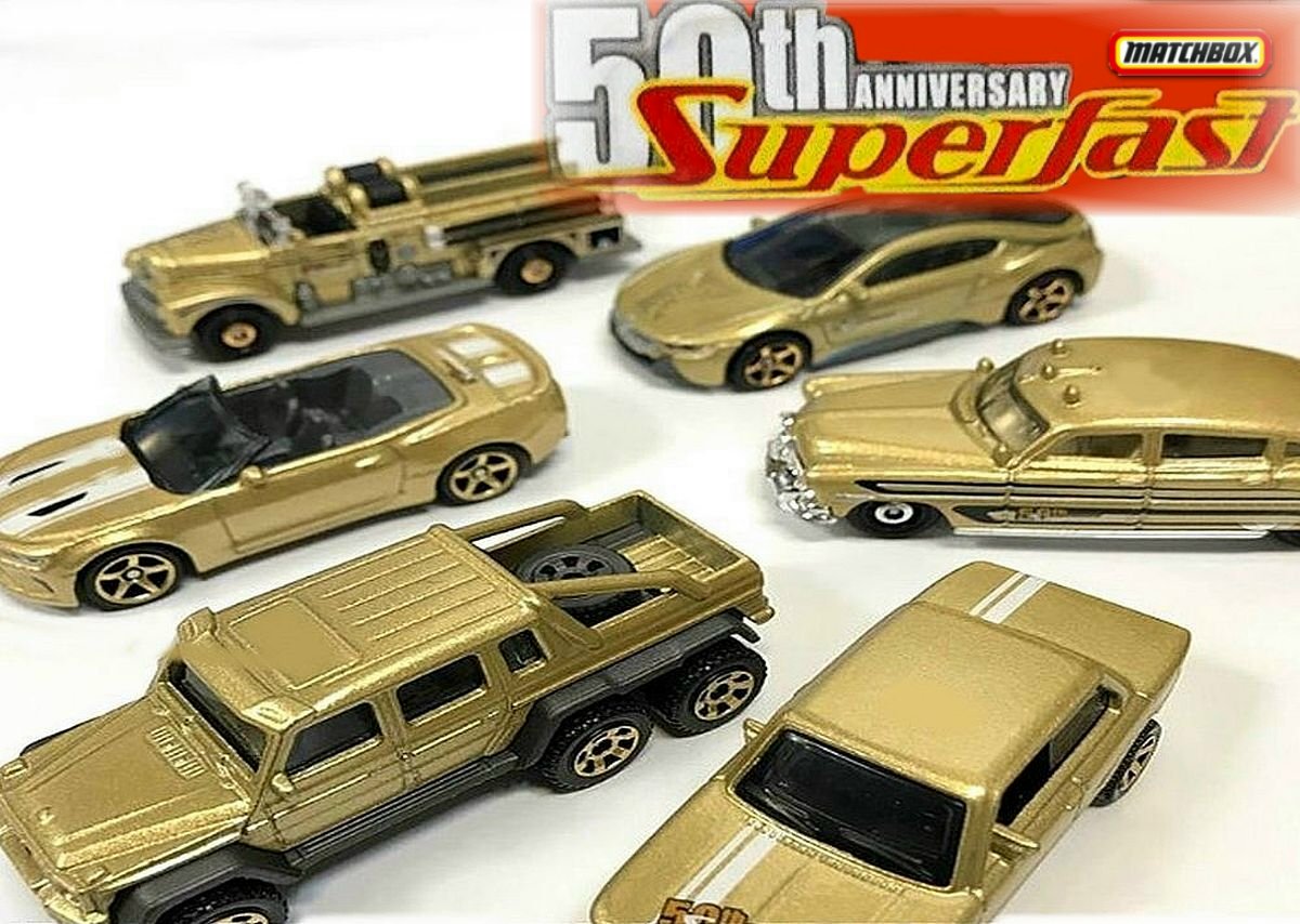 VHTF COMPLETE SET OF 6 2019 MATCHBOX 50th ANNIVERSARY SUPERFAST GOLD SERIES 