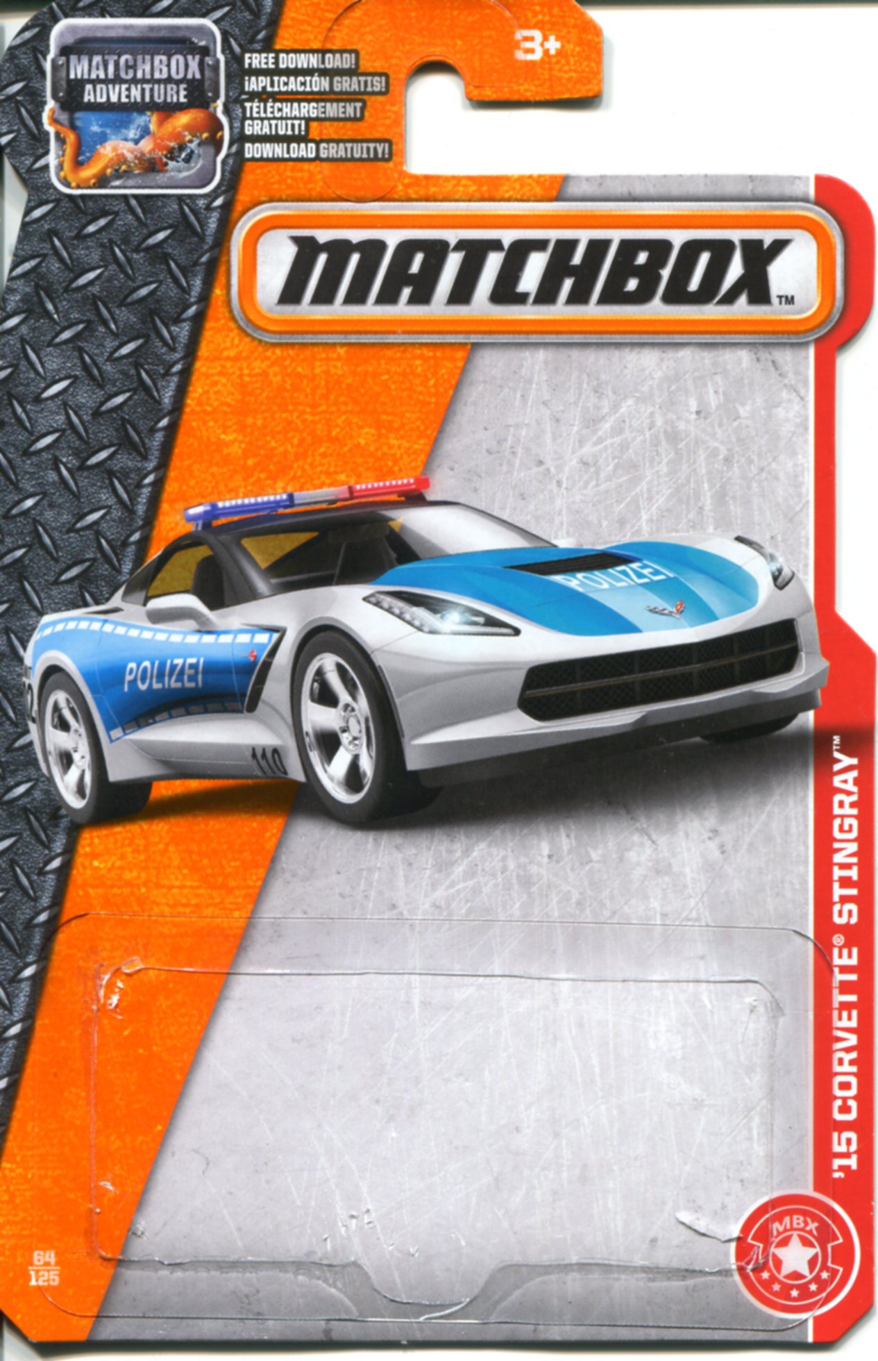 Grey Matchbox #24 2015 Corvette Stingray - 2020 UK Card 