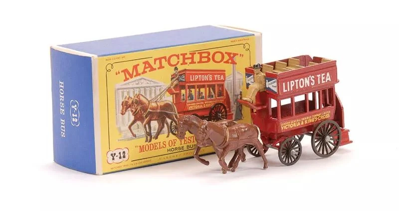 Lesney Matchbox Yesteryear Y-12 – London Horse Bus Lipton's Tea + Boîte