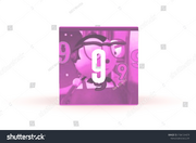 Number with color block Red 9