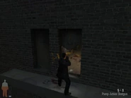 Accessing the room with the bloodied and staked corpse