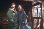 Jeremy Renner with Emma Laird MOK BTS