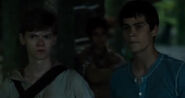 Tim, Newt and Thomas hiding from the rain.