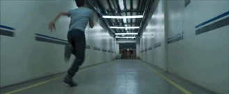 "Thomas sprinting toward the main vault door just in time to slip under it before it shut