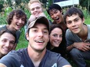 Landon taking a picture with Dylan, Kaya, Wes, Joe, Bryce and Michael.
