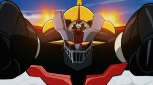 Mazinger Z flying with the Jet Scrander.