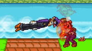 Luigi being hit by Purple Torpedo from Waluigi