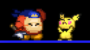 Pichu being released by Bandana Dee on PAC-MAZE.