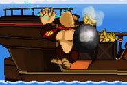 Donkey Kong being hit by a cannonball.