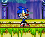 Sonic taunting on Sky Sanctuary Zone.