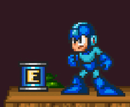 Mega Man and the Energy Tank on Castle Wily.