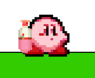 Kirby holding a Capsule, on Test Stage 1.