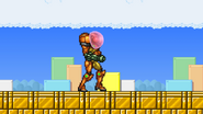 The Gooey Bomb sticking to Samus on Mushroom Kingdom III.